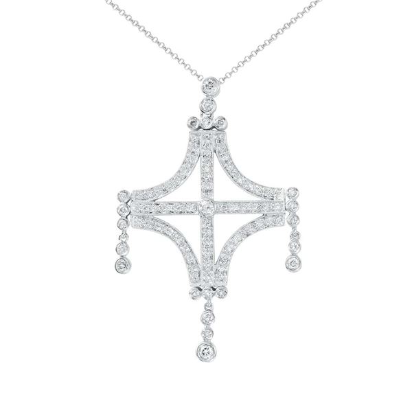 Natural 1.13 CTW Diamond Necklace 14K White Gold - REF-154M8F