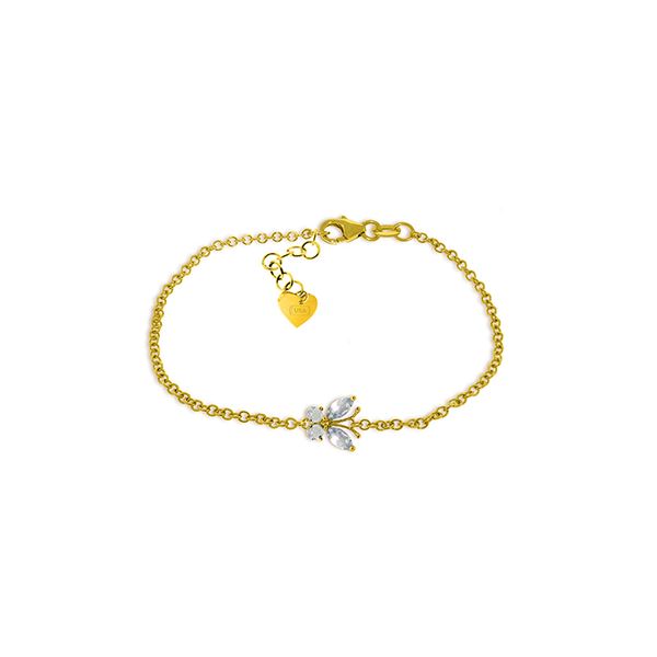 Genuine 0.60 ctw Aquamarine Bracelet 14KT Yellow Gold - REF-42R7P