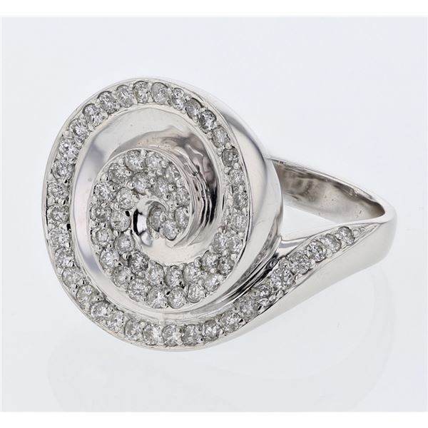 Natural 0.92 CTW Diamond Ring 18K White Gold - REF-186R3K