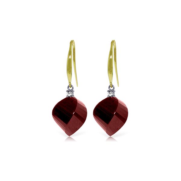 Genuine 30.6 ctw Ruby & Diamond Earrings 14KT Yellow Gold - REF-51H9X