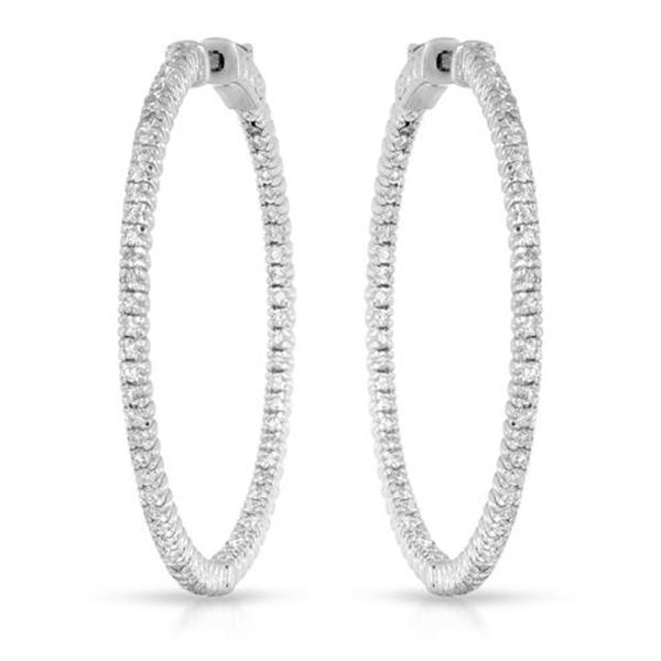 Natural 1.61 CTW Diamond Earrings 14K White Gold - REF-246Y6N