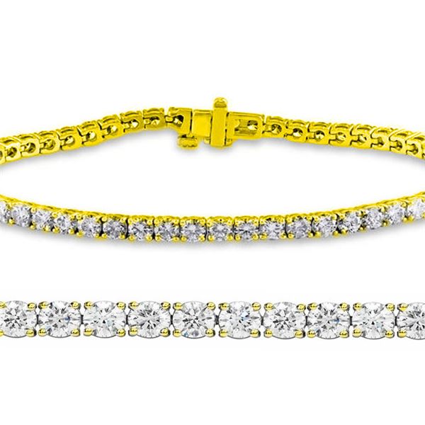 Natural 3.04ct VS2-SI1 Diamond Tennis Bracelet 18K Yellow Gold - REF-236N5K