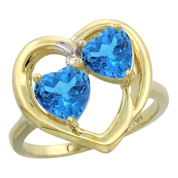 2.60 CTW Swiss Blue Topaz Ring 14K Yellow Gold - REF-33N9Y