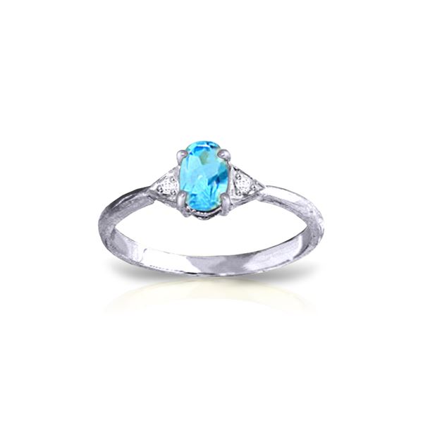 Genuine 0.46 ctw Blue Topaz & Diamond Ring 14KT White Gold - REF-22V5W