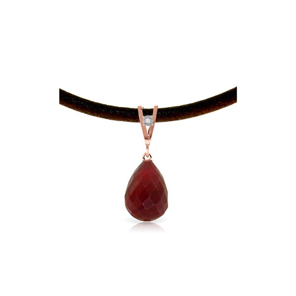 Genuine 15.51 ctw Ruby & Diamond Necklace 14KT Rose Gold - REF-30W2Y