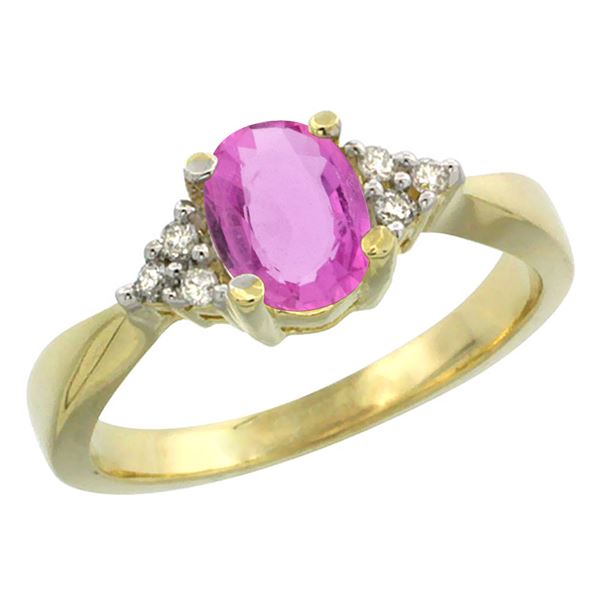 1.06 CTW Pink Sapphire & Diamond Ring 14K Yellow Gold - REF-36N3Y