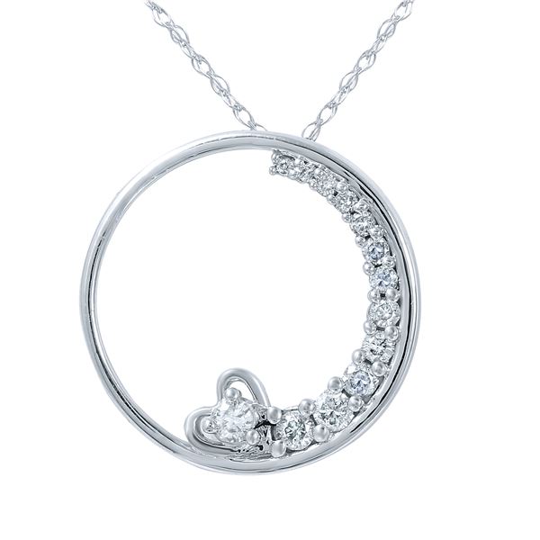 Natural 0.25 CTW Diamond Necklace 14K White Gold - REF-34M2F