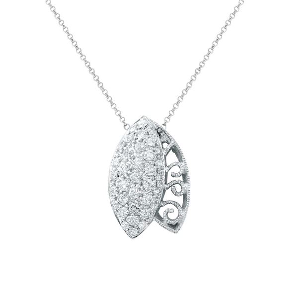 Natural 0.78 CTW Diamond Necklace 14K White Gold - REF-74H7W