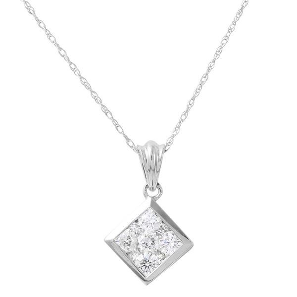 Natural 1 CTW Diamond Necklace 14K White Gold - REF-125X3T