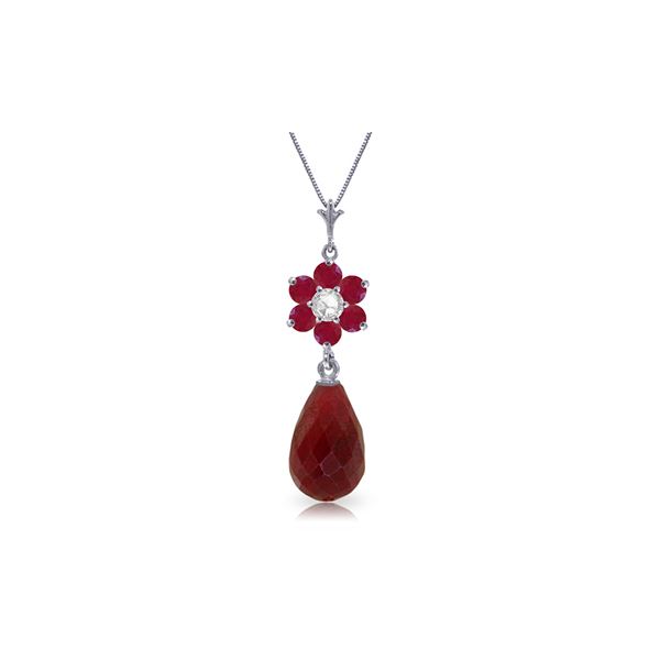 Genuine 3.83 ctw Ruby & Diamond Necklace 14KT White Gold - REF-32T9A