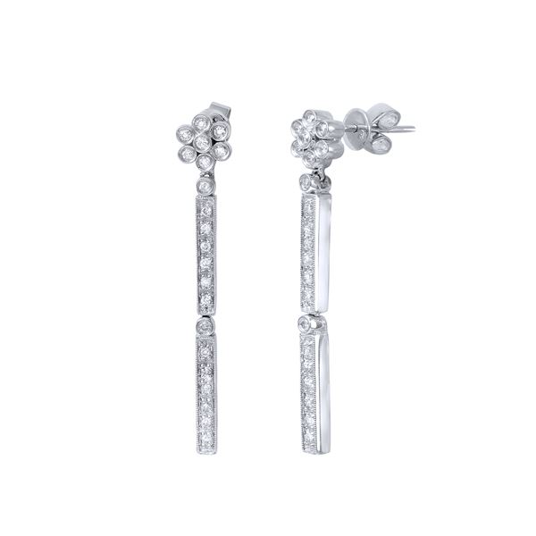 Natural 0.60 CTW Diamond Earrings 14K White Gold - REF-89X3T