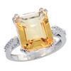 5.52 CTW Citrine & Diamond Ring 14K White Gold - REF-54W4F