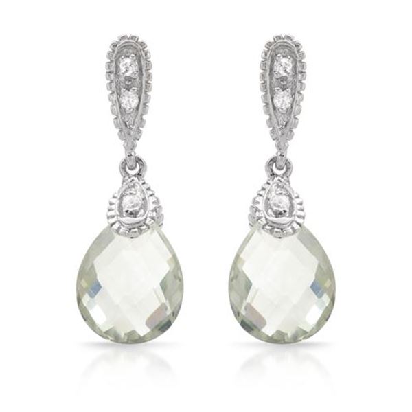 Natural 4.7 CTW Amethyst & Diamond Earrings 14K White Gold - REF-38M7F