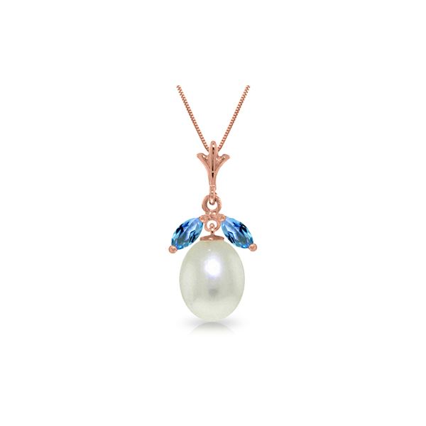 Genuine 4.5 ctw Blue Topaz Necklace 14KT Rose Gold - REF-24V3W