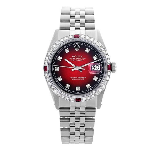 Rolex Pre-owned 36mm Mens Red Vignette Stainless Steel