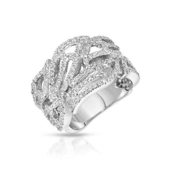 Natural 1.80 CTW Diamond Ring 18K White Gold - REF-218H7W