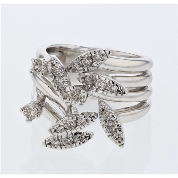 Natural 0.56 CTW Diamond Ring 14K White Gold - REF-122X4T