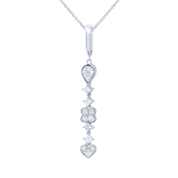 Natural 0.97 CTW Princess Diamond Necklace 14K White Gold - REF-180Y9N