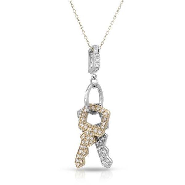 Natural 0.64 CTW Diamond Necklace 14K Two Tone Yellow Gold - REF-74R7K