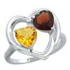 Image 1 : 2.61 CTW Diamond, Citrine & Garnet Ring 14K White Gold - REF-33M9K
