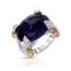 Image 1 : Natural 15.15 CTW Amethyst & Diamond Ring 18K White Gold - REF-219M6F