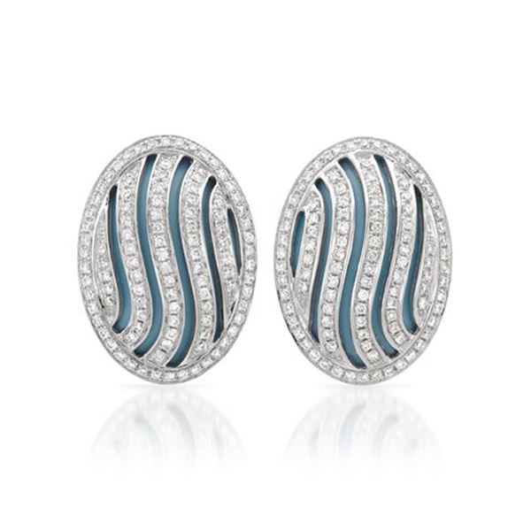 Natural 12.27 CTW Turquoise & Diamond Earrings 14K White Gold - REF-111M6F