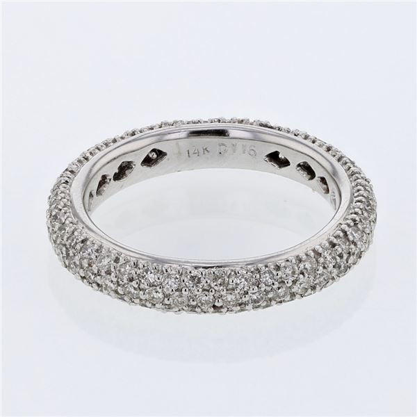 Natural 1.16 CTW Diamond Band Ring 14K White Gold - REF-126H9W