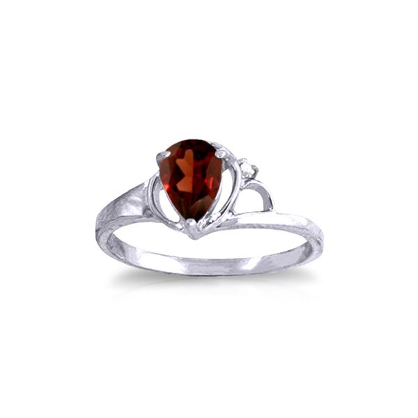 Genuine 0.66 ctw Garnet & Diamond Ring 14KT White Gold - REF-31W4Y