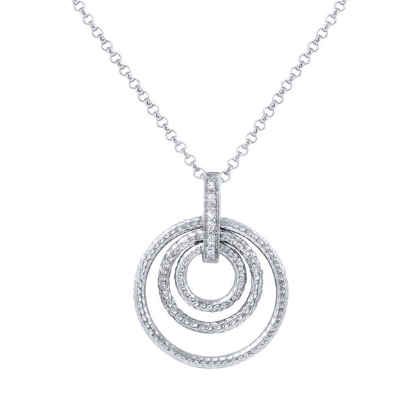 Natural 0.05 CTW Diamond Necklace 14K White Gold - REF-36X9T