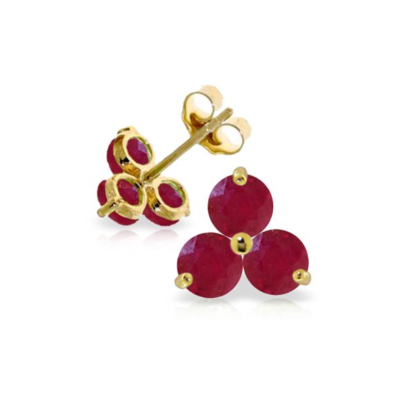 Genuine 1.50 ctw Ruby Earrings 14KT Yellow Gold - REF-22K2V