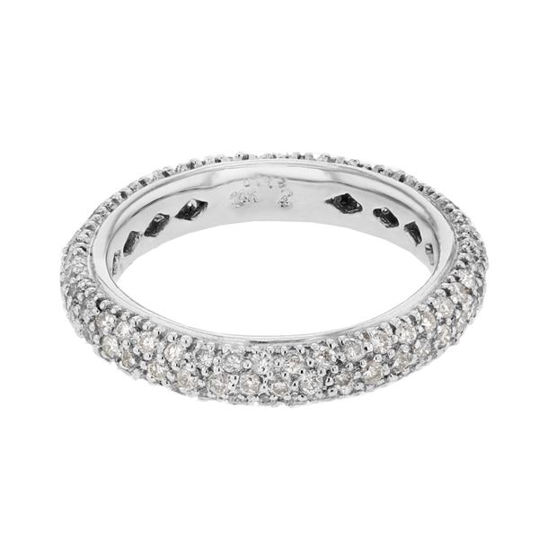 Natural 1.15 CTW Diamond Band Ring 14K White Gold - REF-90H2W