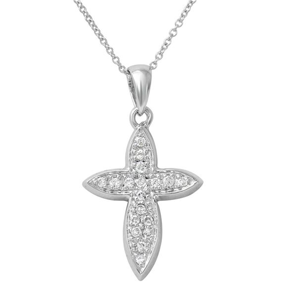 Natural 0.25 CTW Diamond Necklace 14K White Gold - REF-51H3W