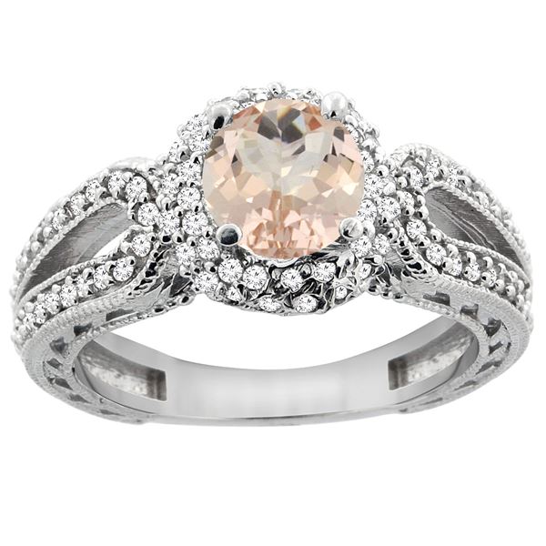 1.20 CTW Morganite & Diamond Ring 14K White Gold - REF-89A7X