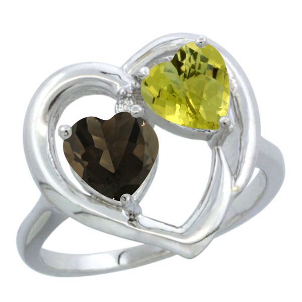 2.61 CTW Diamond, Quartz & Lemon Quartz Ring 14K White Gold - REF-33W5F