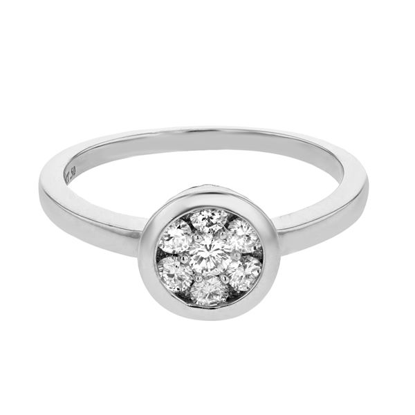 Natural 0.50 CTW Diamond Ring 14K White Gold - REF-66Y6N