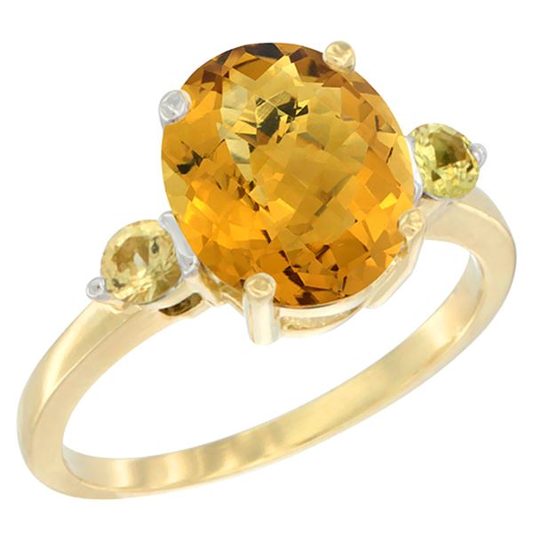 2.64 CTW Quartz & Yellow Sapphire Ring 14K Yellow Gold - REF-31X4M