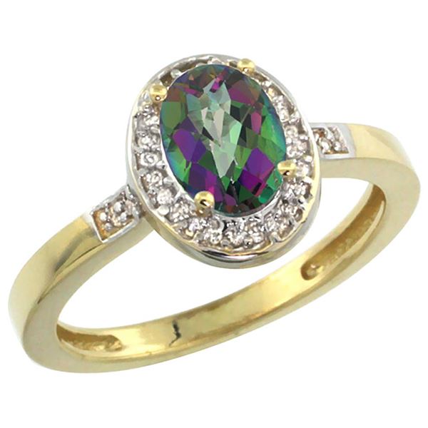 1.15 CTW Mystic Topaz & Diamond Ring 14K Yellow Gold - REF-37K9W