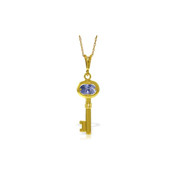 Genuine 0.50 ctw Tanzanite Necklace 14KT Yellow Gold - REF-35V9W