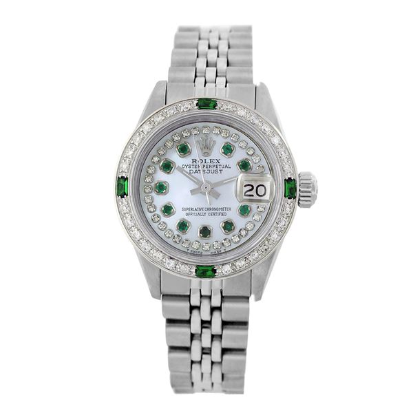 Rolex Pre-owned 26mm Womens Custom String White MOP Stainless Steel