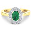 Image 3 : Natural 0.78 CTW Zambian Emerald & Diamond Ring 14K Yellow Gold - REF-37F9N