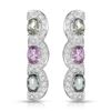 Image 1 : Natural 3.86 CTW Multi-Sapphire & Diamond Earrings 14K White Gold - REF-101M7F