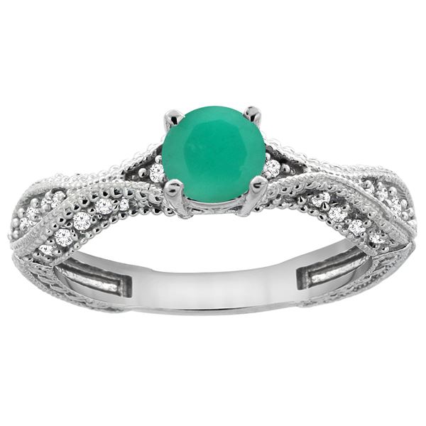 0.76 CTW Emerald & Diamond Ring 14K White Gold - REF-68H9M