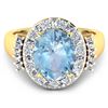 Image 3 : Natural 3.53 CTW Aquamarine & Diamond Ring 14K Yellow Gold - REF-134F2N