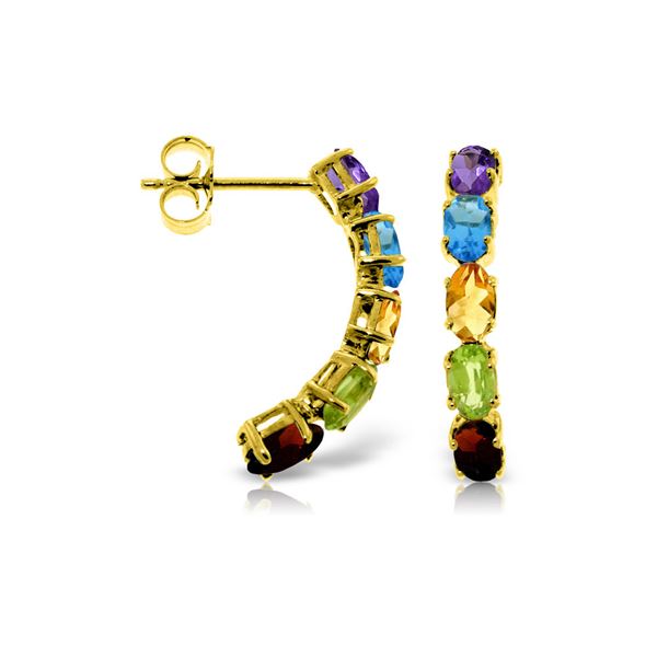 Genuine 2.5 ctw Multi-gemstones Earrings 14KT Yellow Gold - REF-37W4Y