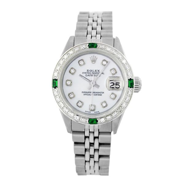 Rolex Pre-owned 26mm Womens Custom White MOP Stainless Steel