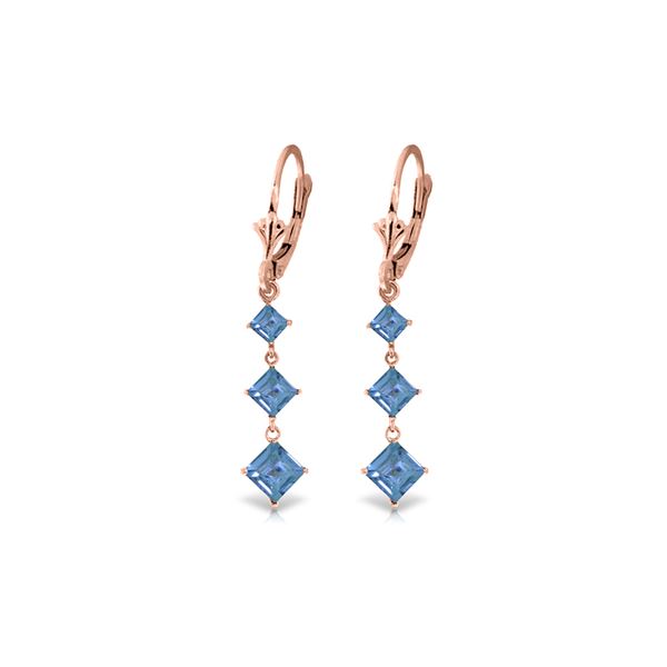 Genuine 4.79 ctw Blue Topaz Earrings 14KT Rose Gold - REF-50F2Z