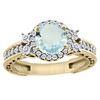 Image 1 : 1.46 CTW Aquamarine & Diamond Ring 14K Yellow Gold - REF-76V9R