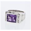 Image 1 : Natural 3.34 CTW Amethyst & Princess Diamond Ring 14K White Gold - REF-86T4X