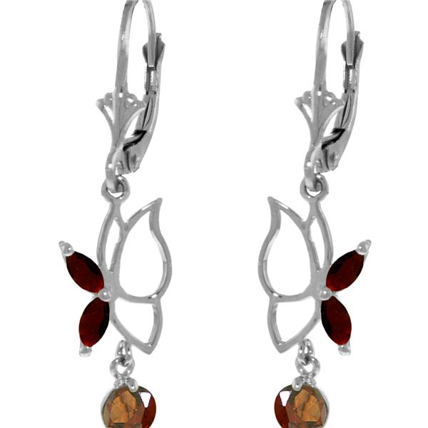 Genuine 0.80 ctw Garnet Earrings 14KT White Gold - REF-38H2X