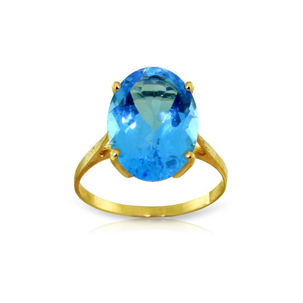 Genuine 8 ctw Blue Topaz Ring 14KT Yellow Gold - REF-46M2T